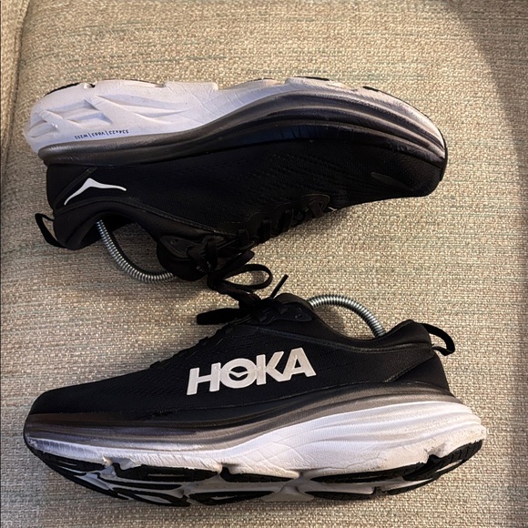 Hoka One One Bondi 8 Black White Running Walking Gym Shoes Women’s size 9.5 - Picture 4 of 10